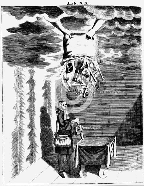 Conjuror performing tricks, 1715. Artist: Unknown