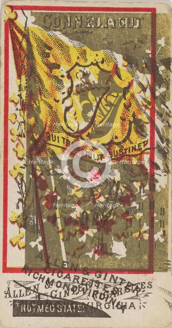 Connecticut and Ireland (double-printed card), from Flags of All Nations, Series 1 (N9) fo..., 1887. Creator: Allen & Ginter.