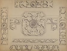 Connecticut-type Hadley Chest-Detail of Central Panel, c. 1936. Creator: Martin Partyka