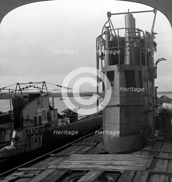 Conning tower of a mine-laying German U-boat, World War I, 1914-1918.Artist: Realistic Travels Publishers