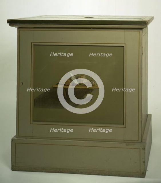 Console Cupboard with af painted motif, shelf with stones, 1840-1939. Creator: Christen Kobke.