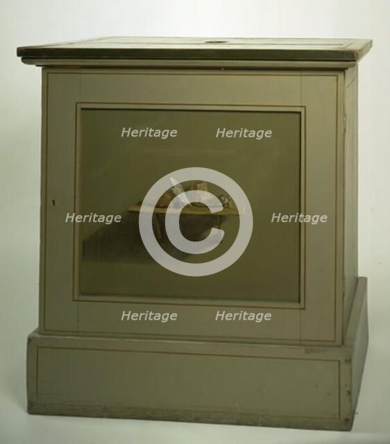 Console Cupboard with af painted motif, shelf with stones, 1840-1939. Creator: Christen Kobke.