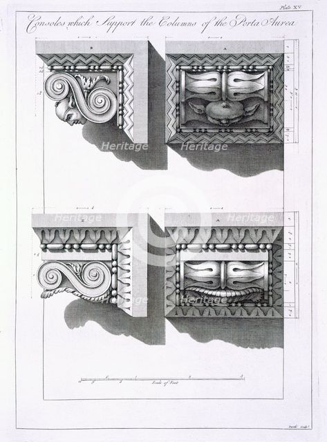 Consoles which support columns of the Porta Aurea, pub. 1764. Creator: Robert Adam (1728-92).