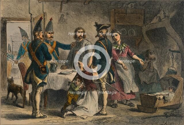 Conscription of German Soldiers for Service in America, c19th century. Artist: A Bobbell