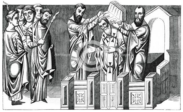 Consecration of a bishop, 9th century, (1870). Artist: Unknown