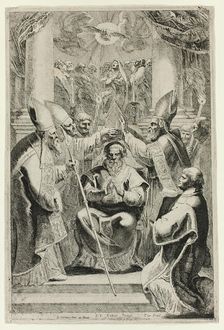 Consecration of the Bishop of Noyon with Scene of Pentecost Above, 1640/57. Creator: Pieter Soutman