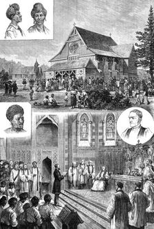Consecration of the Bishop Patteson Memorial Church (St. Barnabas), Norfolk Island, 1881. Creator: Unknown
