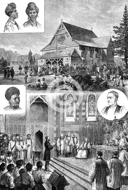 Consecration of the Bishop Patteson Memorial Church (St. Barnabas), Norfolk Island, 1881. Creator: Unknown.