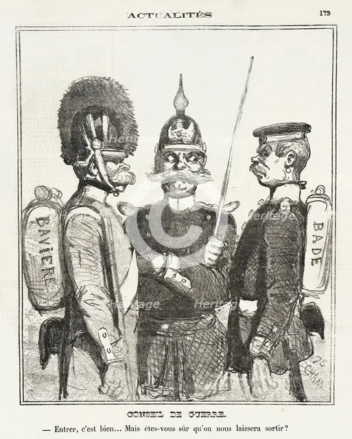 Conseil de guerre. Entrer, c'est bien, mais êtes vous sur qu'on nous laissera sortir, 1870. Creator: Cham.
