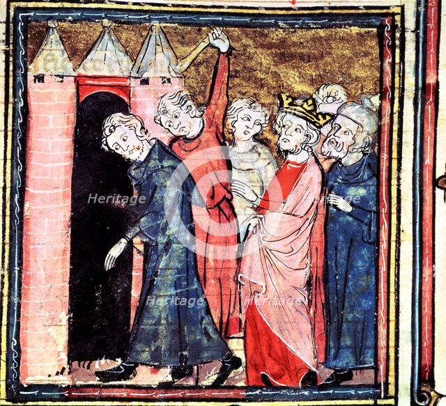 Conspiracy against Louis I the Pious, 'Emperor of the West', miniature in 'Great Chronicles of Fr…