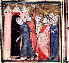 Conspiracy against Louis I the Pious, Emperor of the West miniature in Great Chronicles of Fr…