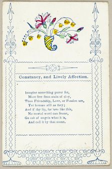 Constancy and Lively Affection (valentine), 1860/69. Creator: Unknown