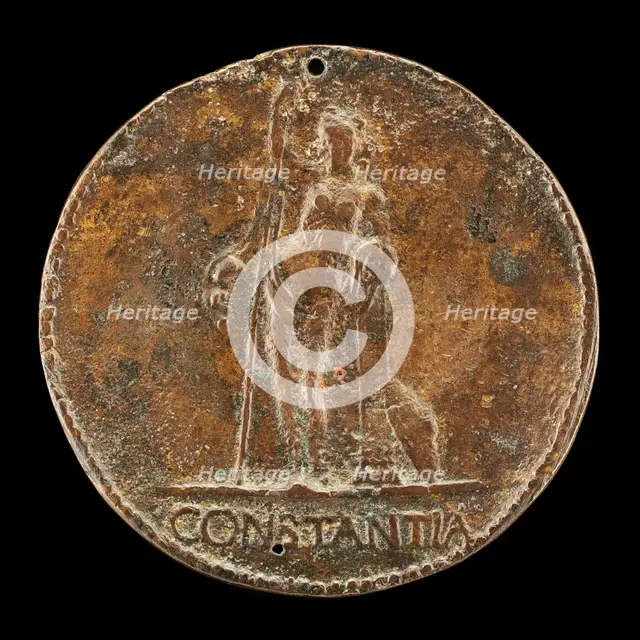 Constancy Leaning on Tall Staff [reverse], c. 1485. Creator: Unknown.