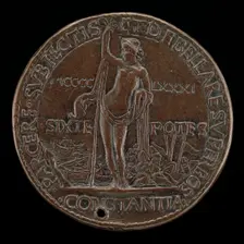 Constancy with Turkish Captives [reverse], 1481. Creator: Andrea Guacialoti
