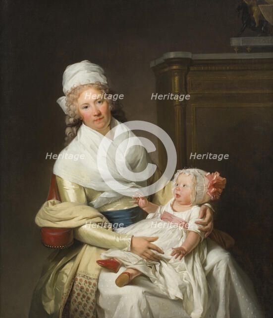 Constantia Foster with baby, 1790s.  Creator: Henri-Pierre Danloux.