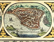 Constantinople, colored engraving from the book Le Theatre du monde or Nouvel Atlas 1645, cr…