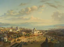 Constantinople from the Fire Tower of Beyazit. Artist: Sattler, Hubert (1817-1904)