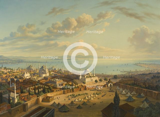 Constantinople from the Fire Tower of Beyazit. Artist: Sattler, Hubert (1817-1904)