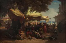Constantinople market, 1868. Creator: Alois Schonn
