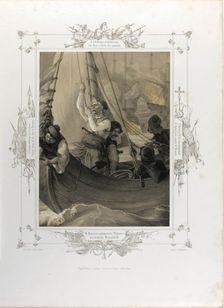 Constantine Kanaris destroys by fire three Turkish ships of the line at Tchesme (From the Album of G Artist: Hess, Peter von (1792–1871)