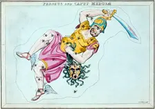 Constellation of Perseus, showing him carrying the head of Medusa, c1820