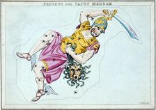 Constellation of Perseus, showing him carrying the head of Medusa, c1820
