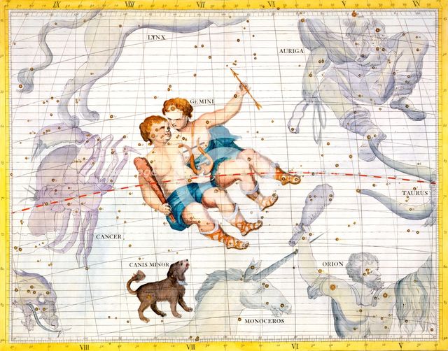 Constellations of Gemini and Canis Minor, 1729. Creator: Unknown.