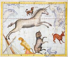 Constellations of Monoceros, Canis Major and Canis Minor, 1729. Creator: Unknown