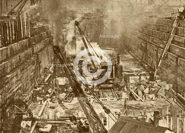 'Constructing a Dry Dock at Swansea', c1930. Creator: Unknown.