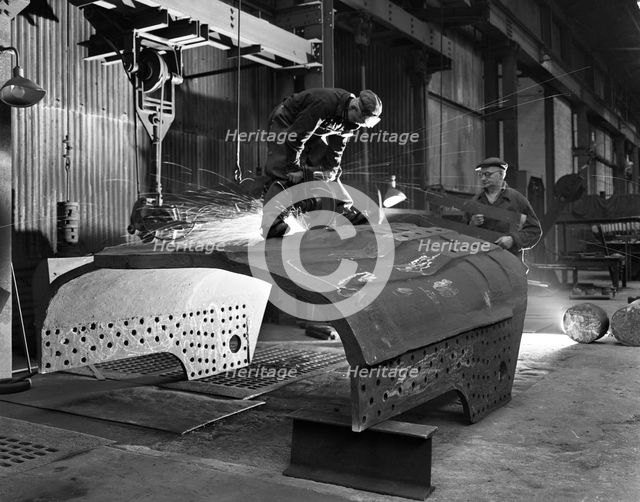 Constructing a dragline bucket, Edgar Allen's steel foundry, Sheffield, South Yorkshire, 1962.   Creator: Michael Walters.