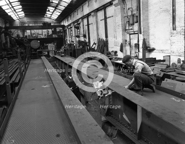 Constructing an overhead crane, Wombwell Foundry, near Barnsley, South Yorkshire, 1963. Artist: Michael Walters
