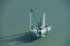 Construction of new wind turbine at Kentish Flats Offshore Wind Farm, 2015. Creator: Historic England