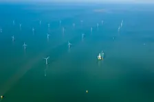 Construction of new wind turbine at Kentish Flats Offshore Wind Farm, 2015. Creator: Historic England