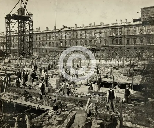 Construction of New Government Offices, Great George Street, Westminster, London, 1902 Artist: SB Bolas & Co.