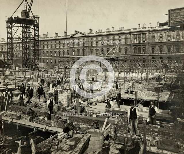Construction of New Government Offices, Great George Street, Westminster, London, 1902 Artist: SB Bolas & Co.