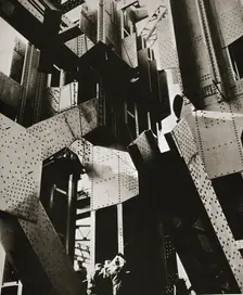 Construction of one of the towers of the George Washington Bridge, New York, USA, late 1920s. Creator: Unknown