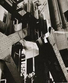 Construction of one of the towers of the George Washington Bridge, New York, USA, late 1920s. Creator: Unknown