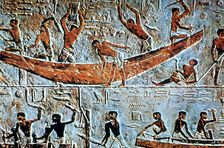 Construction of a boat, wall relief, Saqqara, Egypt