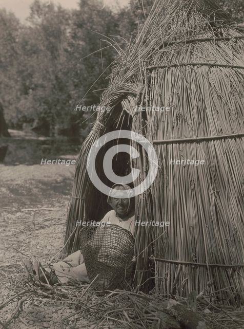 Construction of a tule shelter-lake Pomo, 1924. Creator: Edward Sheriff Curtis.