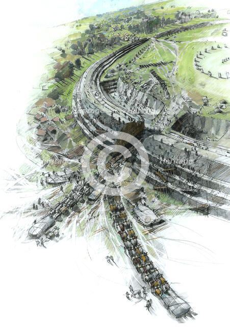 Construction of Avebury Stone Circle, Wiltshire, 3rd millennium BC, (c1990-2010) Artist: Ivan Lapper.