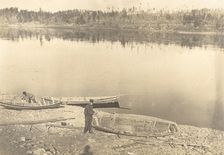Construction of boats on the banks of the Inorogda River, 1909. Creator: Vladimir Ivanovich Fedorov