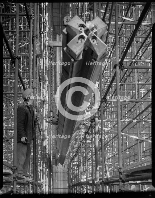 Construction of Coventry Cathedral, West Midlands, 1960. Creator: John Laing.