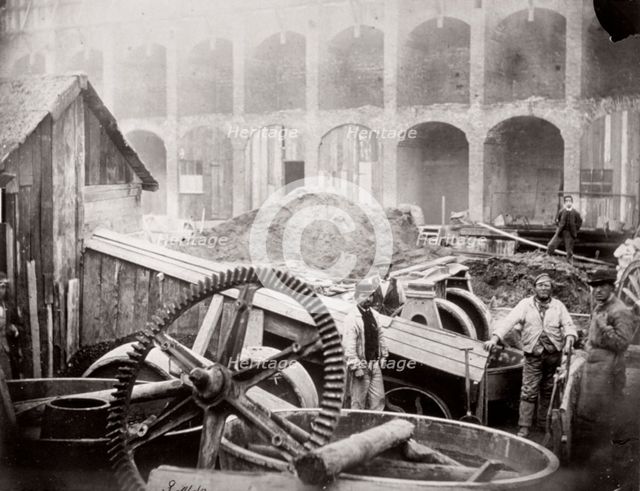 Construction of Holborn Viaduct, City of London, 1869. Artist: Henry Dixon