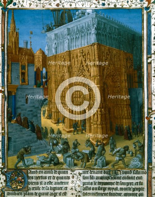 Construction of the Temple at Jerusalem by King Solomon, 15th century. Artist: Unknown