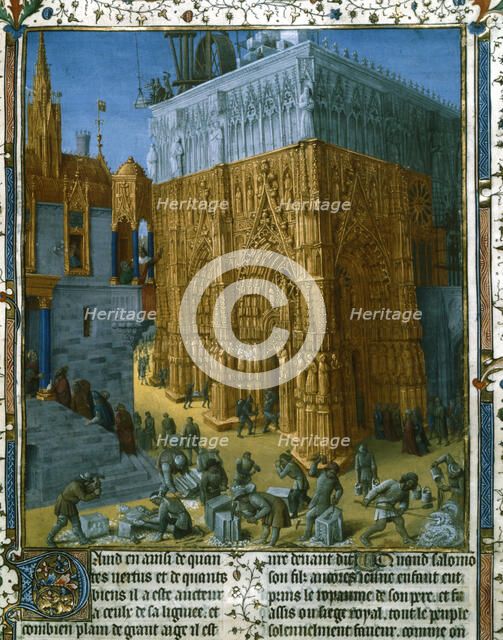 Construction of the Temple at Jerusalem by King Solomon, 15th century. Artist: Unknown