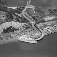 Construction of the A2 elevated road section above the Eastern Docks, Dover, Kent, 1976. Artist: Aerofilms