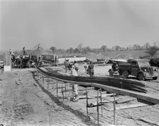 Construction of the Birmingham to Preston Motorway (M6), Staffordshire, 01/05/1962. Creator: John Laing plc