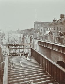 Construction of the bridge approach to Rotherhithe Tunnel, Bermondsey, London, 1906