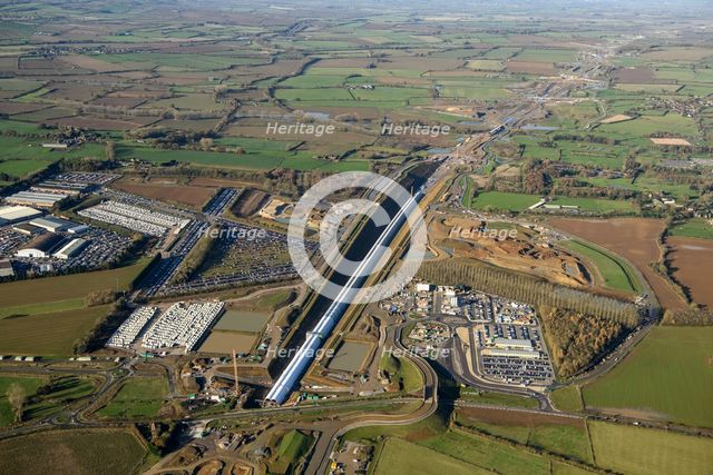 Construction of the Chipping Warden Green Tunnel on the HS2 railway line, West Northants, 2024. Creator: Damian Grady.