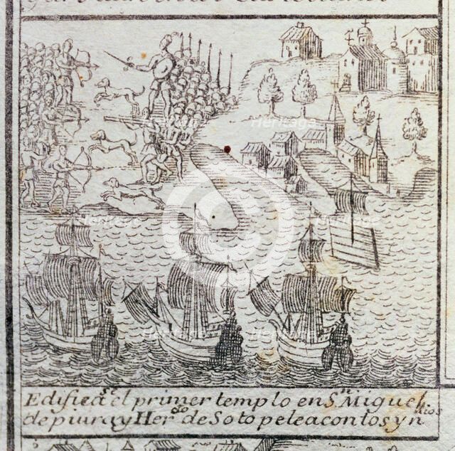 Construction of the first Christian church in San Miguel de Piura (Peru), city founded by Pizarro…